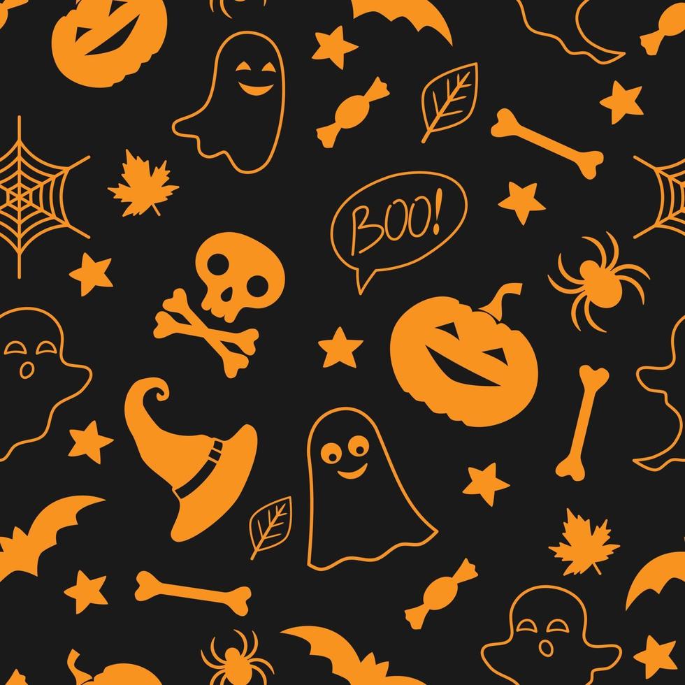 naadloos patroon met halloween-elementen. Halloween-achtergrond. vector