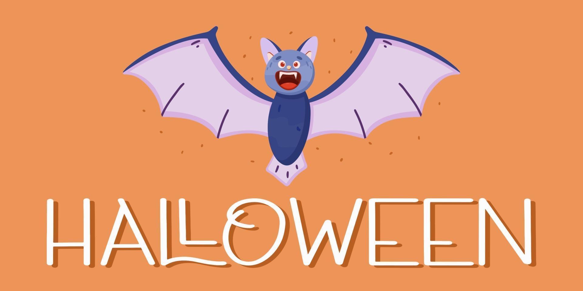 halloween banner belettering en vleermuis. halloween-concept. vector