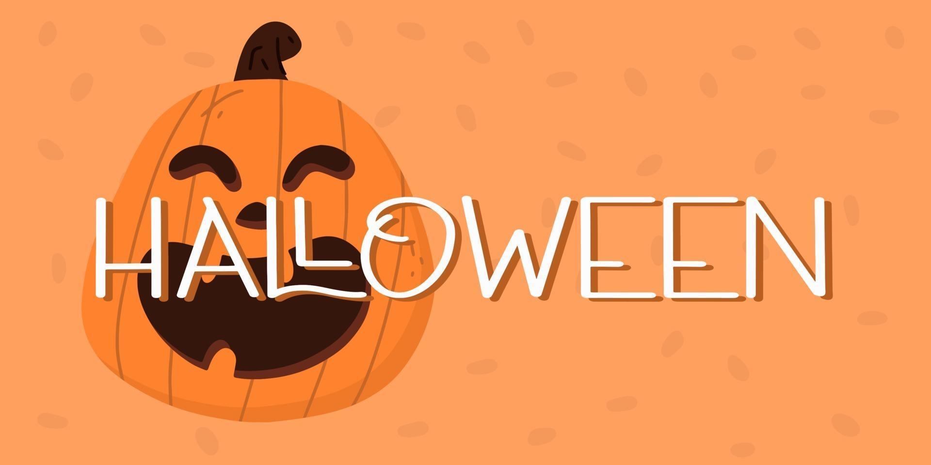 halloween banner of feestuitnodiging achtergrond met enge pompoen. vector