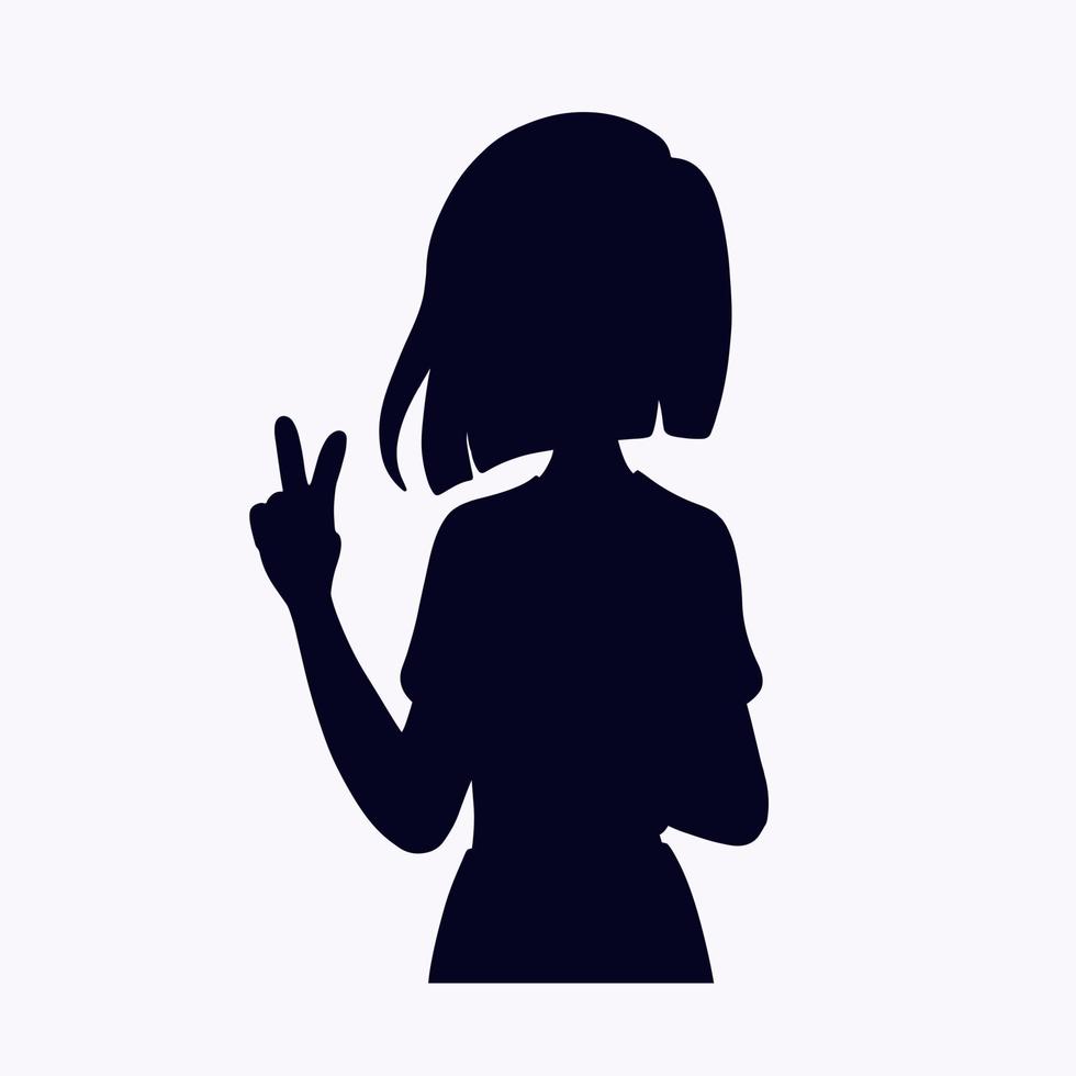 silhouetten van een meisje met een kort kapsel vector