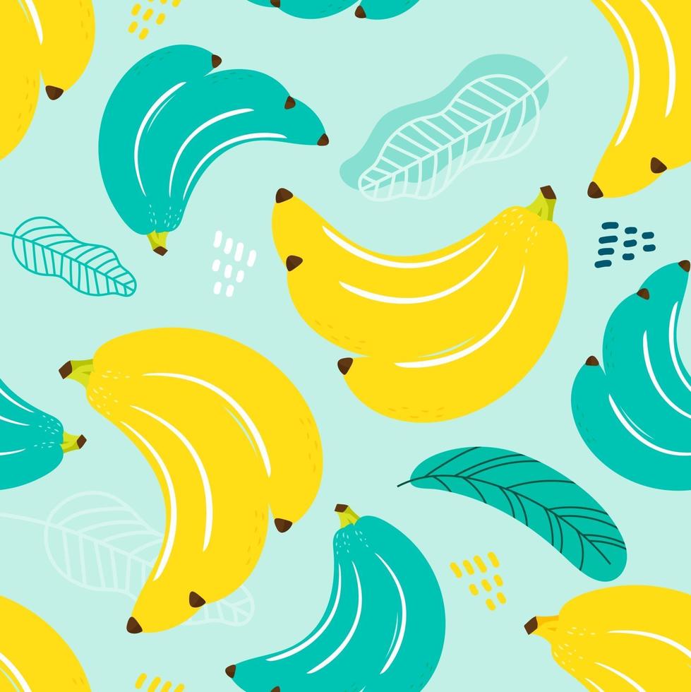 naadloze patroon banaan en blad vector