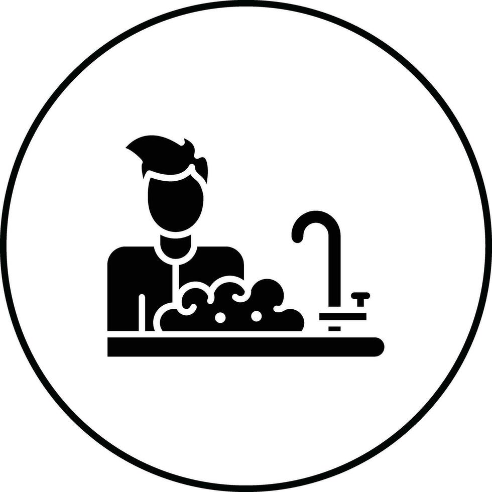 Mens het wassen gerechten vector icoon