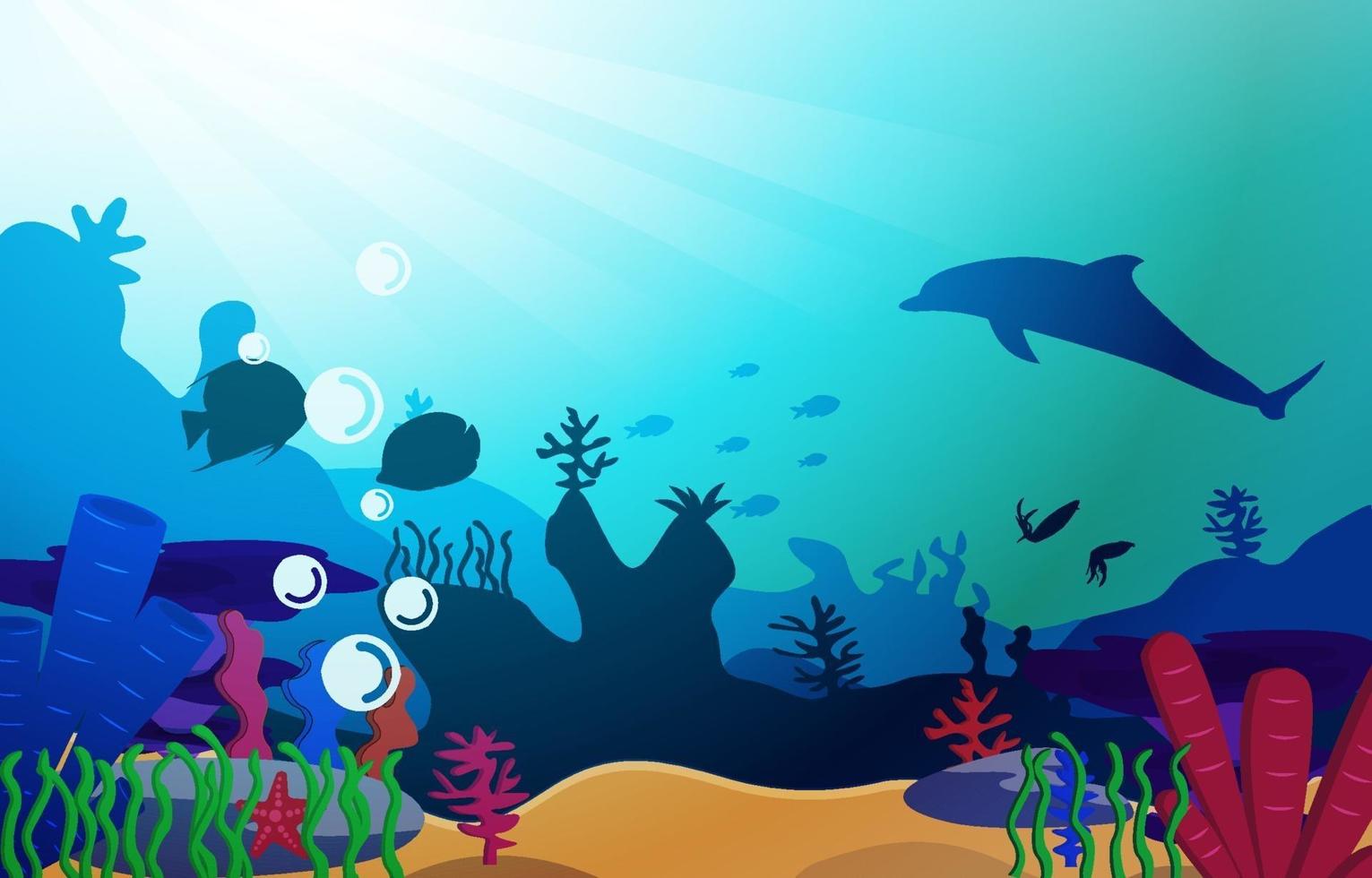 dieren in het wild dolfijn vis zee oceaan onderwater aquatisch vlakke afbeelding vector