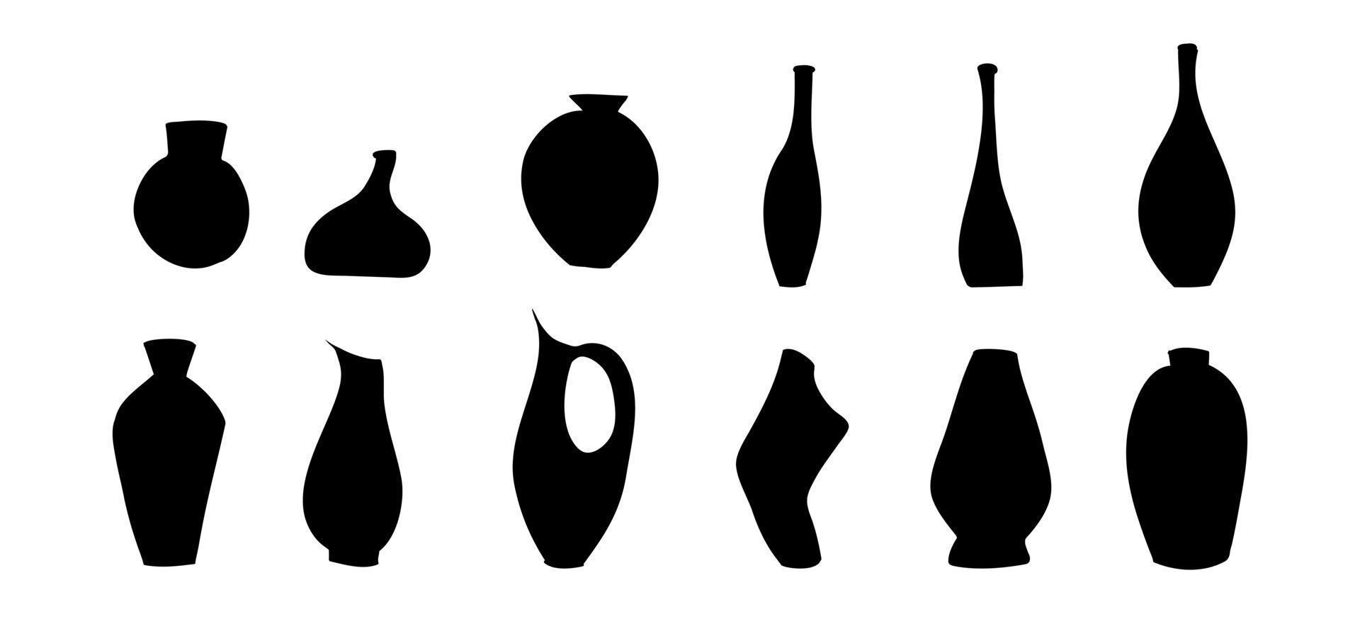 set van abstracte keramische vazen van verschillende vormen. vector