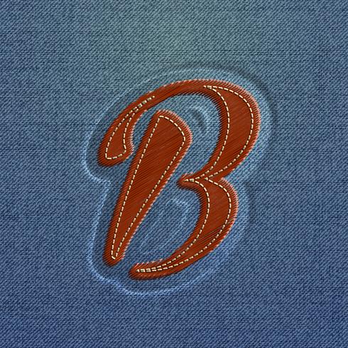 Teken gemaakt door denim, van een lettertype, vector