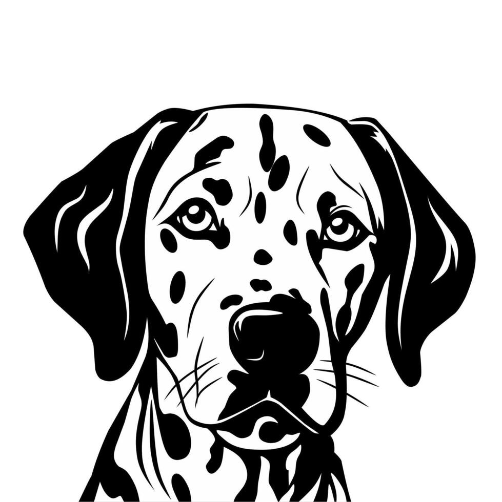 zwart en wit illustratie ontwerp van een dalmatiër hond Aan een wit achtergrond vector