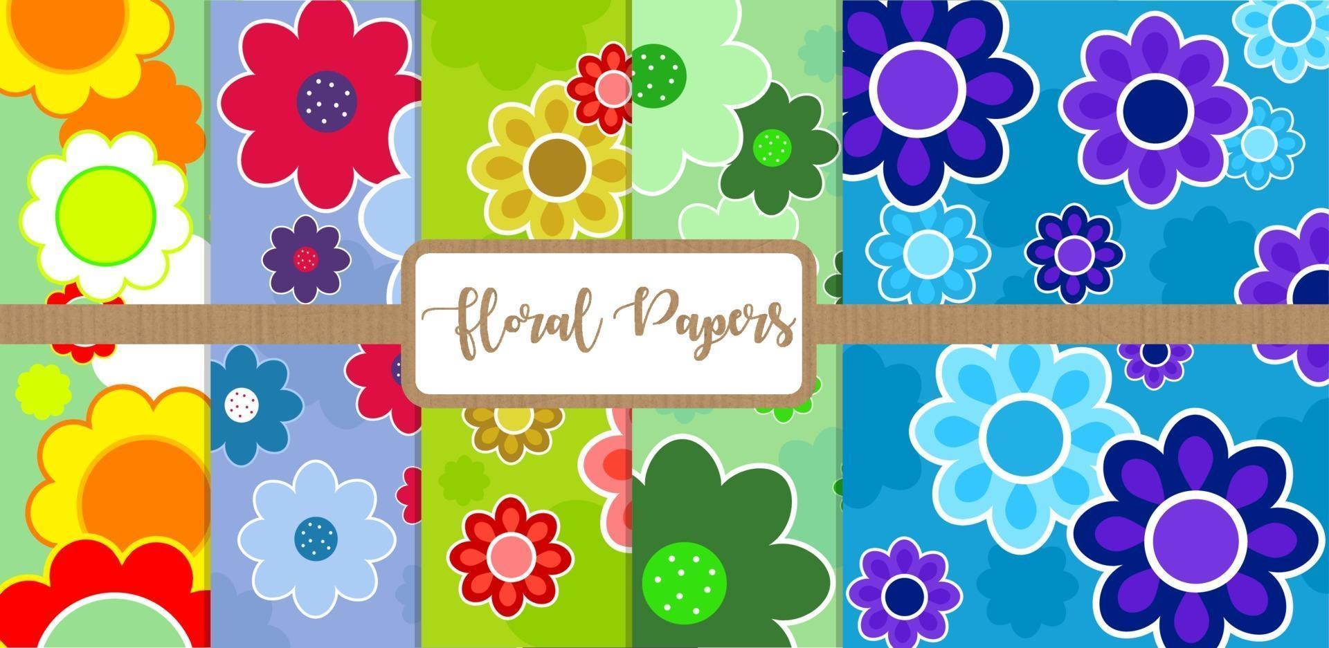 bloemen madeliefje papieren patroonpakket vector