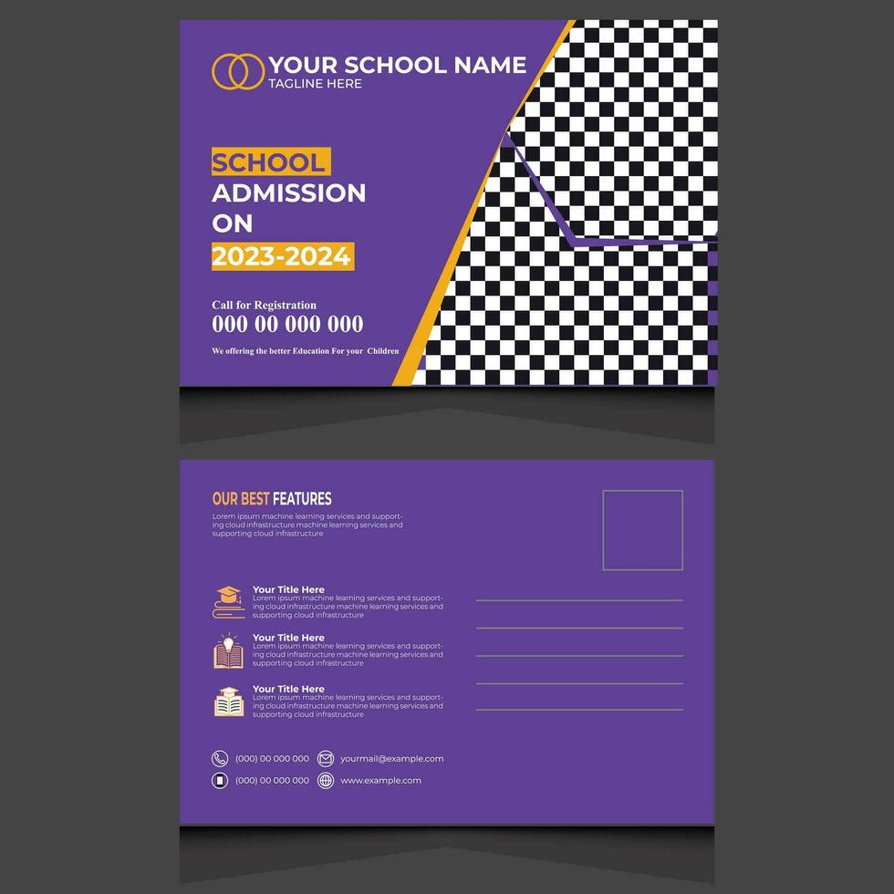 school- toelating post kaart ontwerp vector