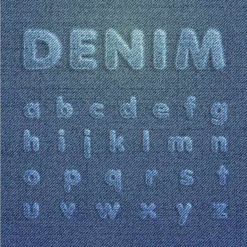 Tekenset gemaakt door denim, van een lettertype, vector