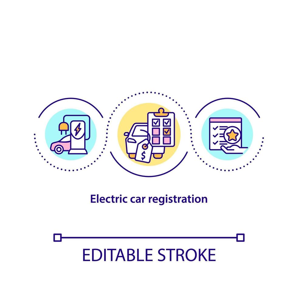 elektrische auto registratie concept icoon. vector