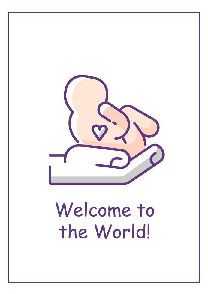 welkom in de wereld baby wenskaart met kleur pictogram element vector