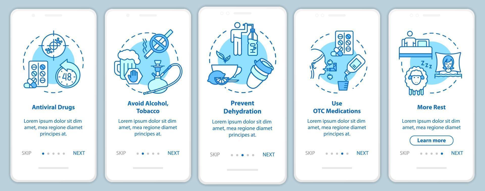 gezond lichaam onboarding mobiele app paginascherm met concepten vector