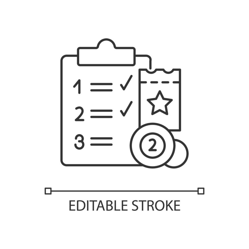 lineair pictogram voor loterijsessieprogramma vector