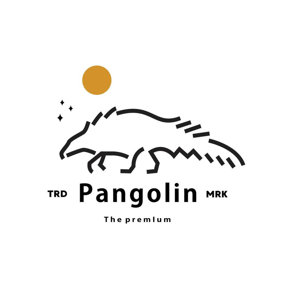 wijnoogst retro hipster pangolin logo vector schets monoline kunst icoon