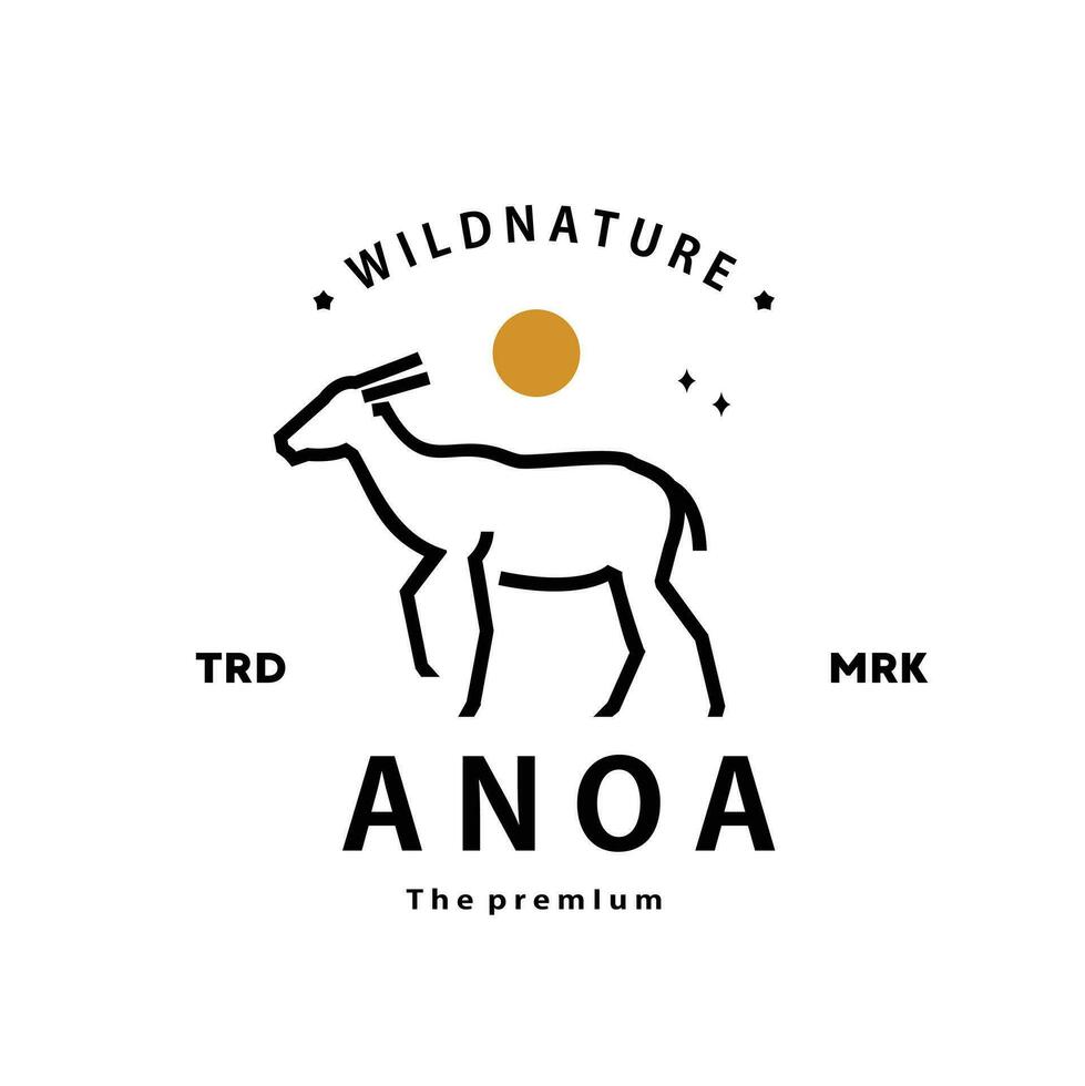 wijnoogst retro hipster anoa logo vector schets monoline kunst icoon