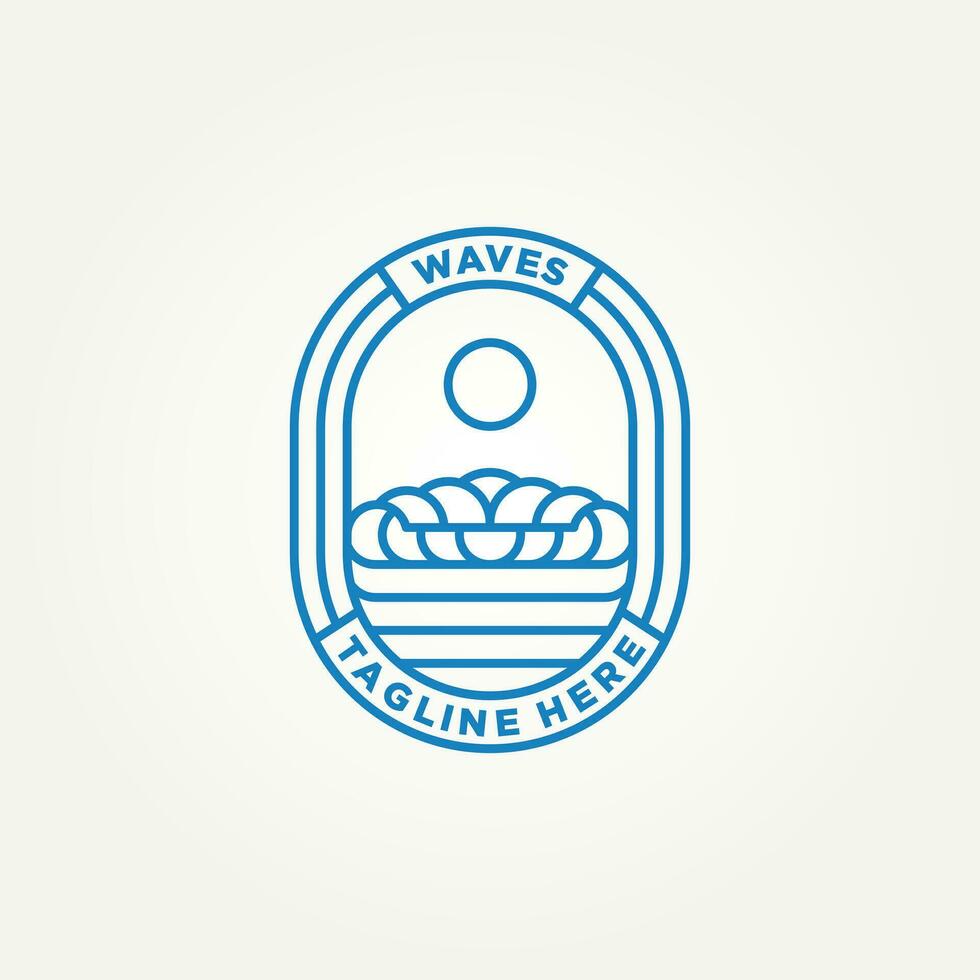 oceaan blauw Golf minimalistische insigne lijn kunst logo sjabloon vector illustratie ontwerp. . gemakkelijk modern surfer, toevlucht hotels, vakantie embleem logo concept