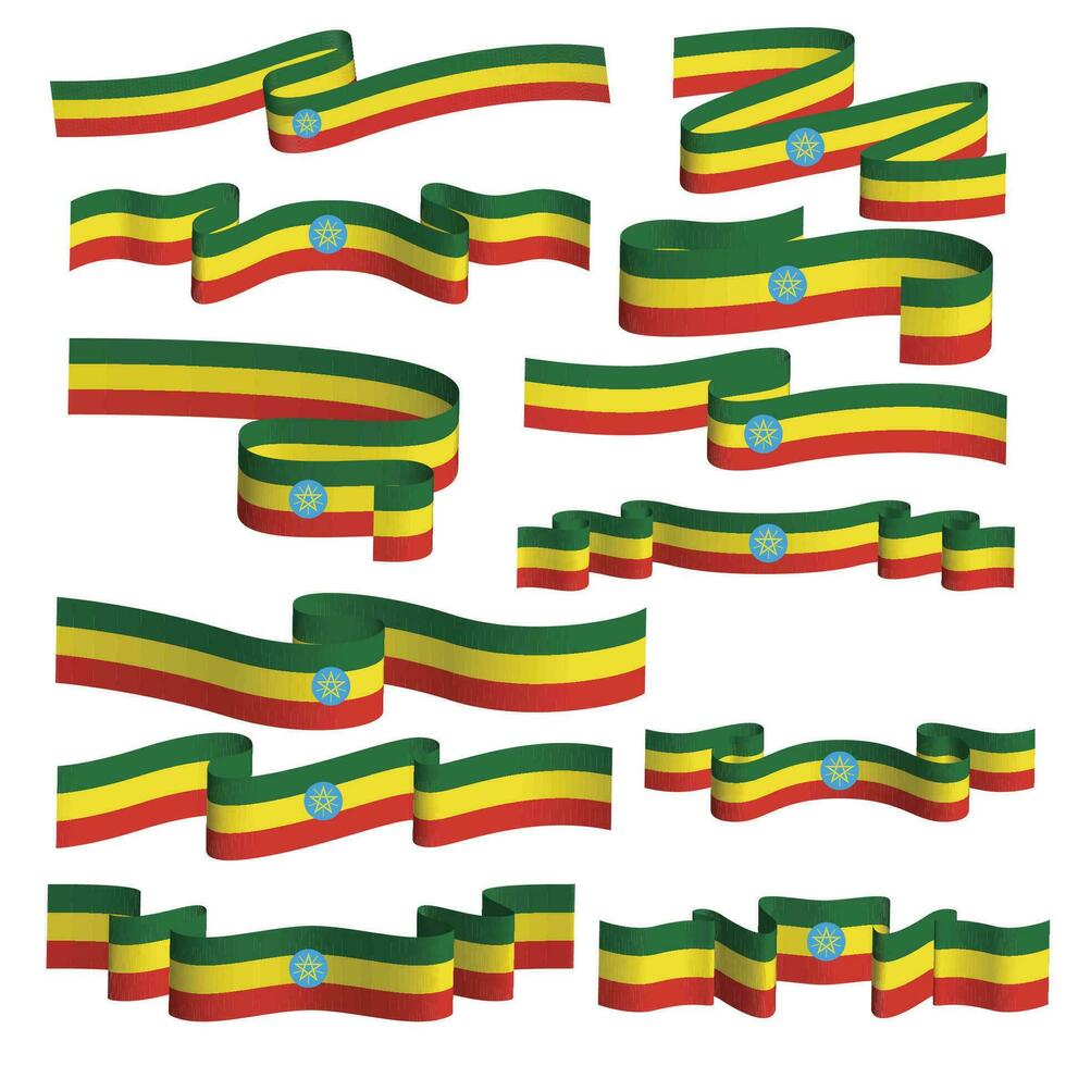 Ethiopië lint vlag vector element bundel reeks