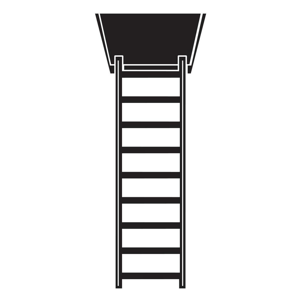 silhouet van de trap naar de zolder, vector geïsoleerd illustratie in de tekening stijl