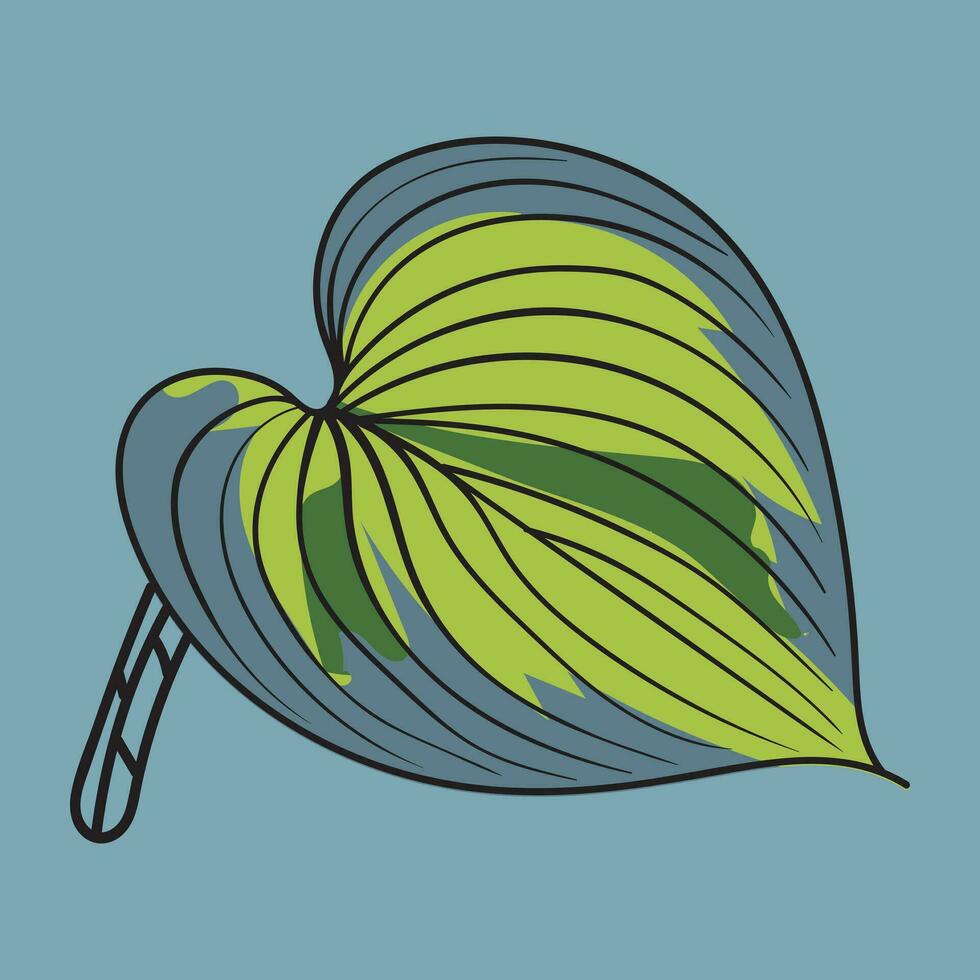 botanisch groen en blauw blad fabriek vector tekening