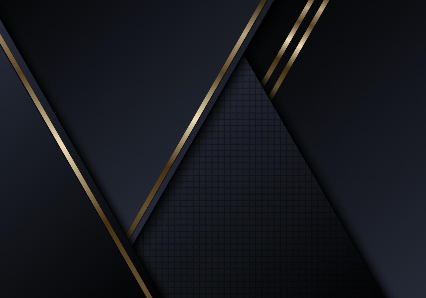 abstracte zwarte driehoeken vormen glanzende gouden lijnen achtergrond luxe vector