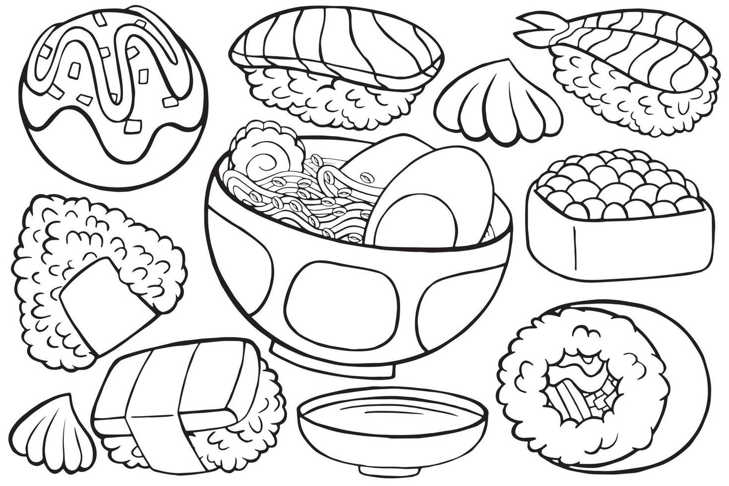 Japans voedselobject in doodle-stijl vector