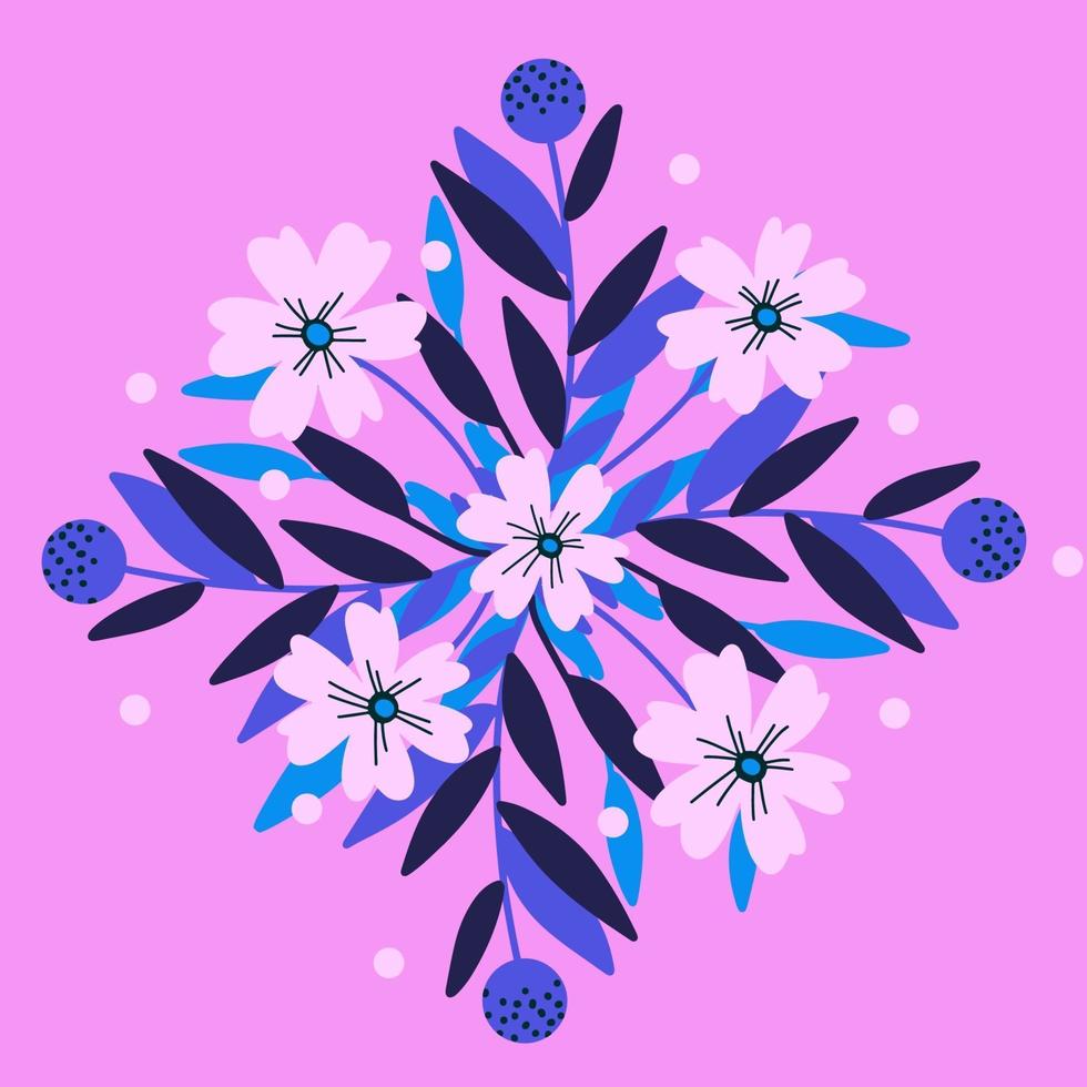 mooie bloem symmetrie volkskunst kaart vectorillustratie vector