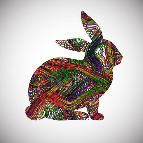 Kleurrijk die konijn door lijnen, vectorillustratie wordt gemaakt vector