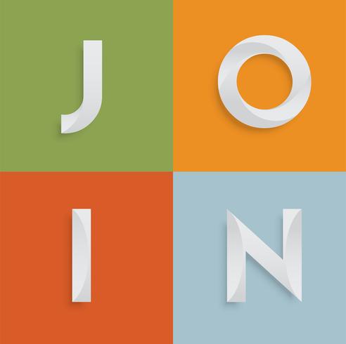 &#39;JOIN&#39; vierletterwoord voor websites, illustratie, vector