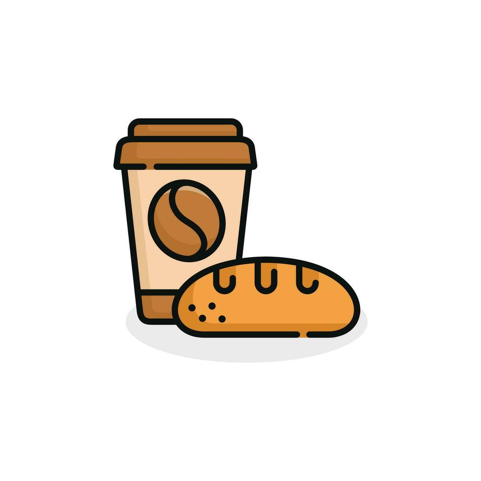 brood en drinken vector illustratie. snel voedsel icoon geïsoleerd Aan wit achtergrond