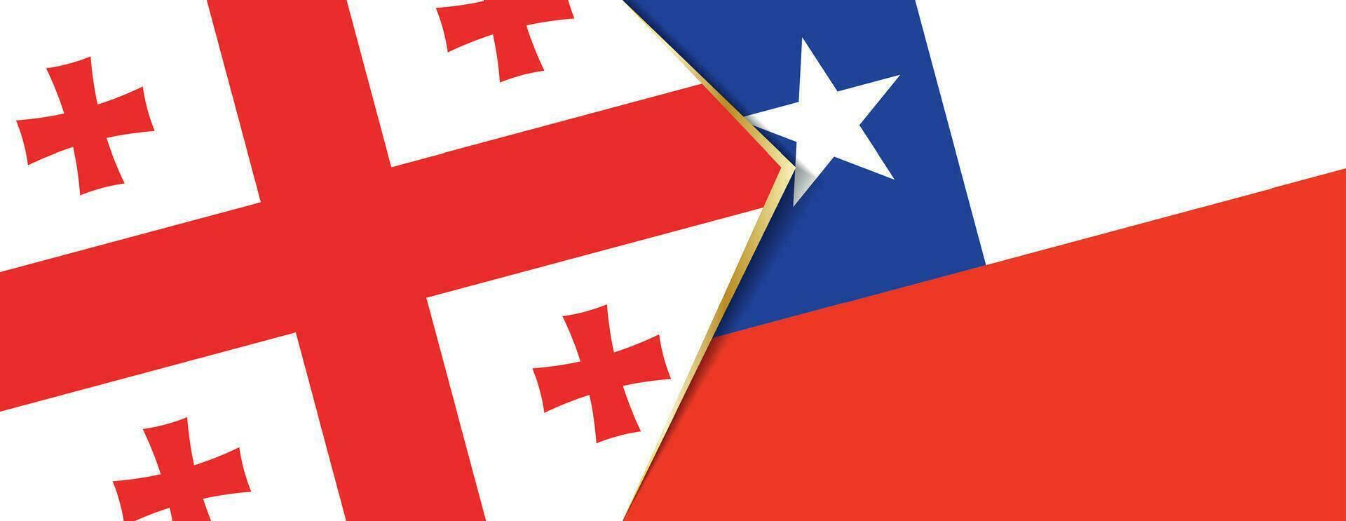 Georgië en Chili vlaggen, twee vector vlaggen.