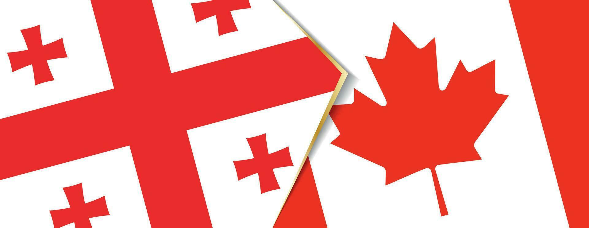 Georgië en Canada vlaggen, twee vector vlaggen.