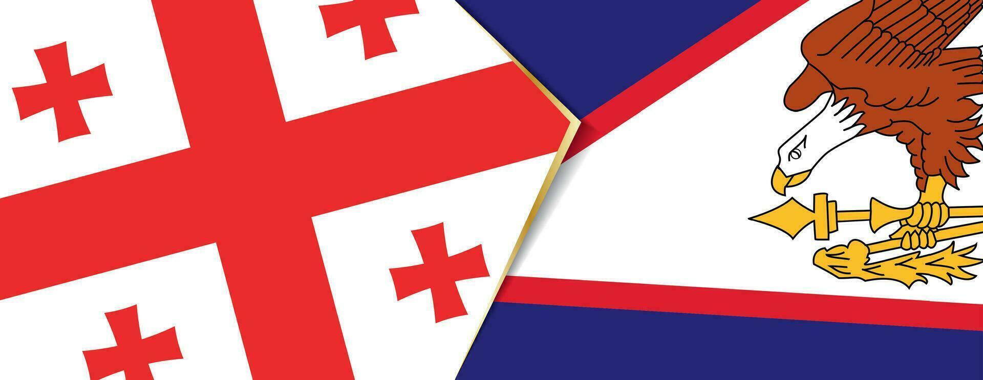 Georgië en Amerikaans Samoa vlaggen, twee vector vlaggen.