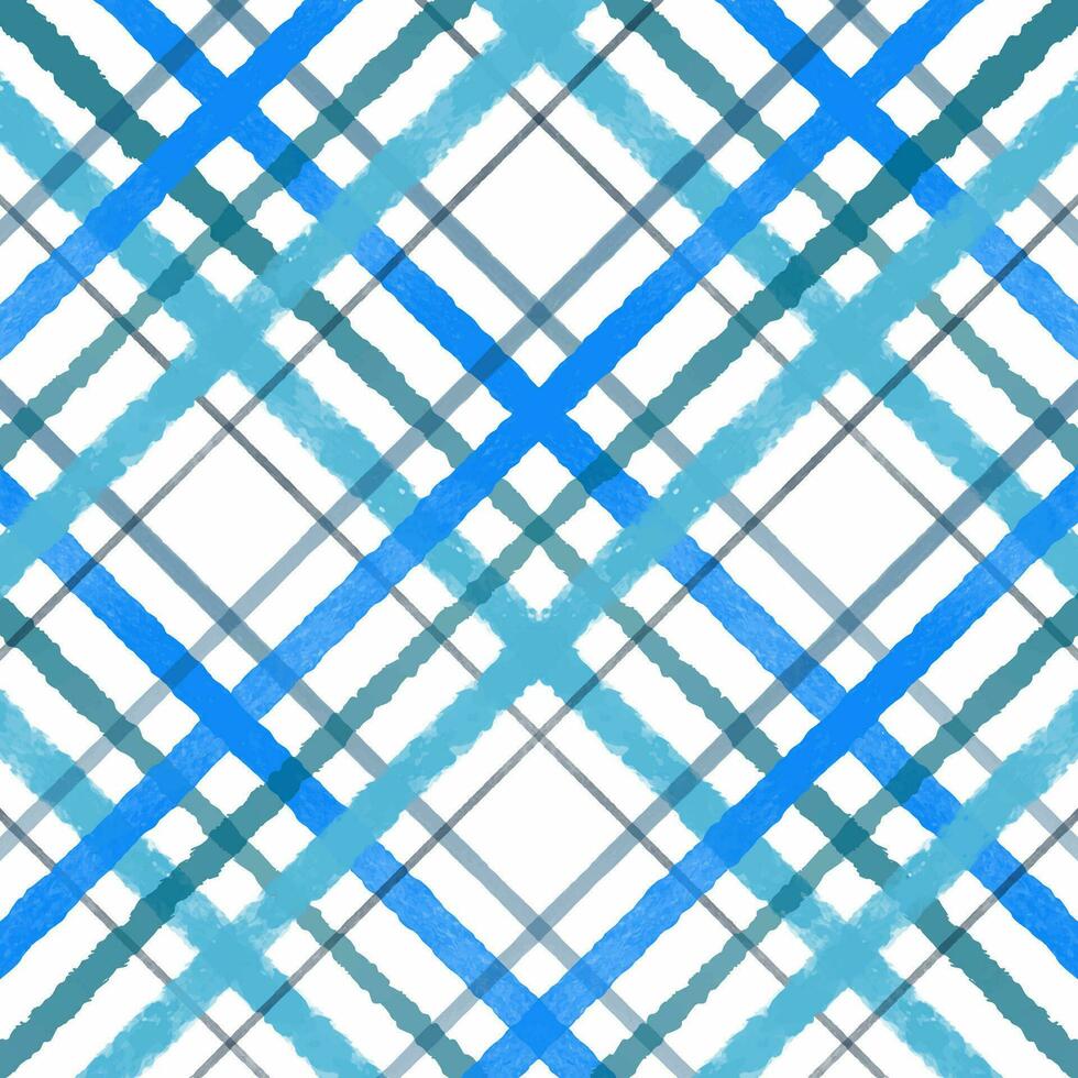 hand- geschilderd waterverf blauw themed plaid patroon ontwerp vector