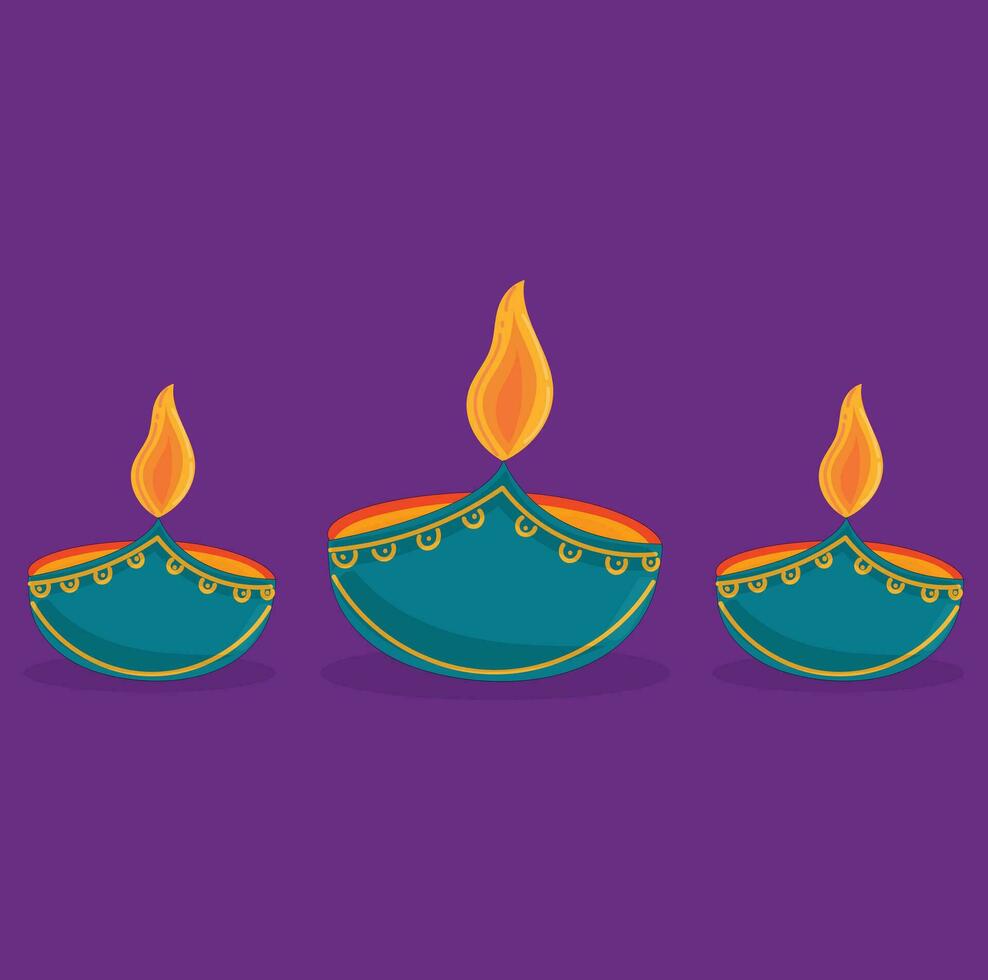 diwali mooi diya reeks voor decoratie illustratie vector