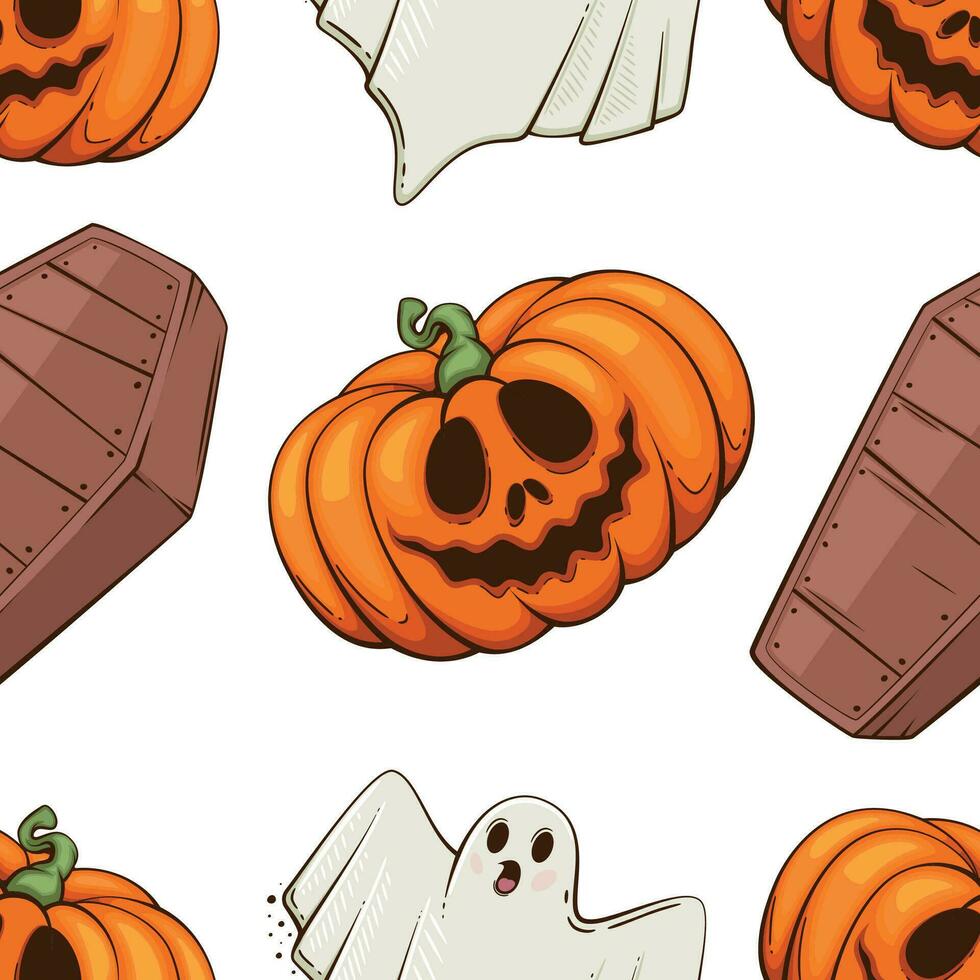 halloween patroon ontwerp, geesten, eng pompoen onheil achtergrond. spookachtig halloween achtergrond met pompoenen met eng gezichten, onheil pompoenen achtergrond vector