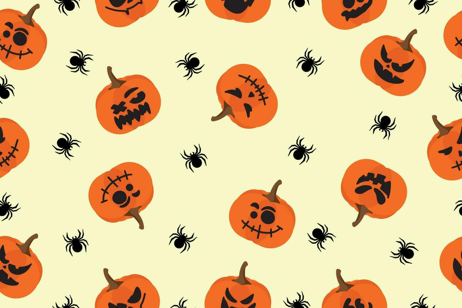 gelukkig halloween met pompoenen, knuppel en spin. naadloos patroon. vector illustratie. vector