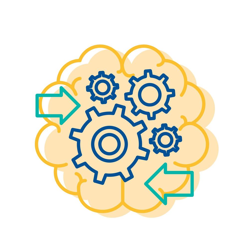 tandwielen draaien in menselijk brein pictogram geïsoleerd vector