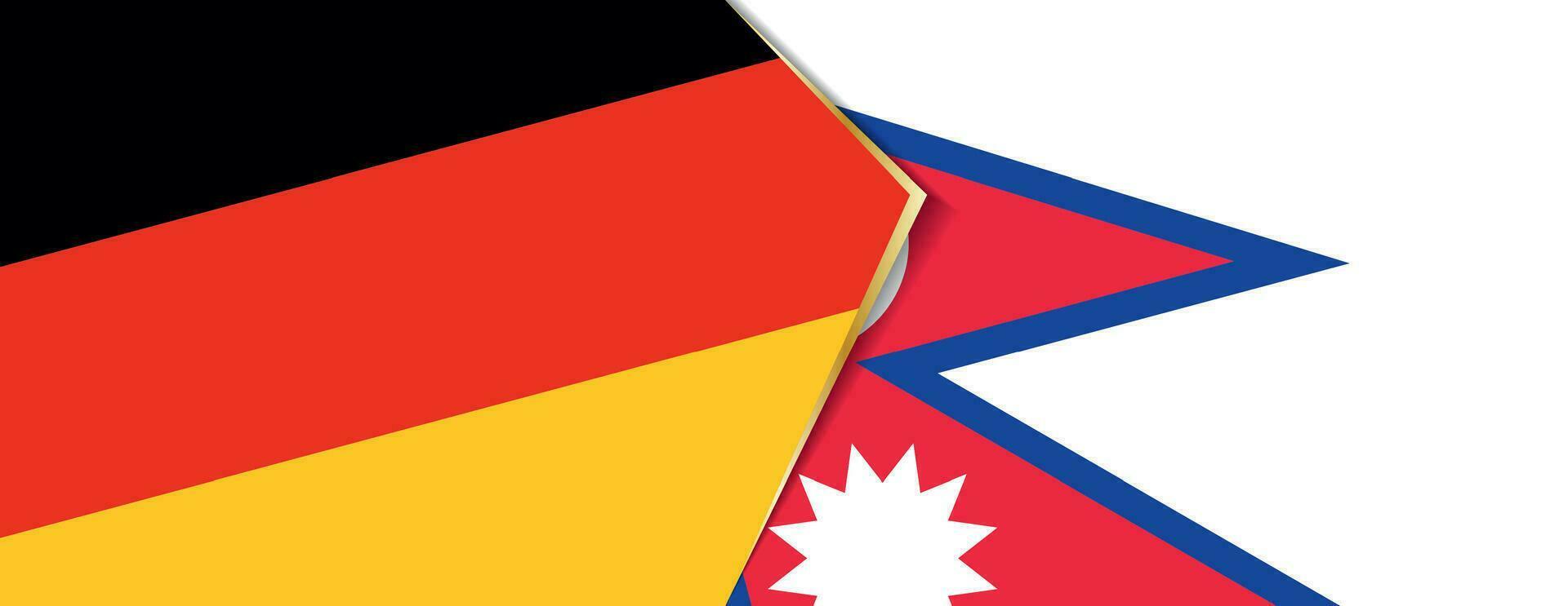 Duitsland en Nepal vlaggen, twee vector vlaggen.