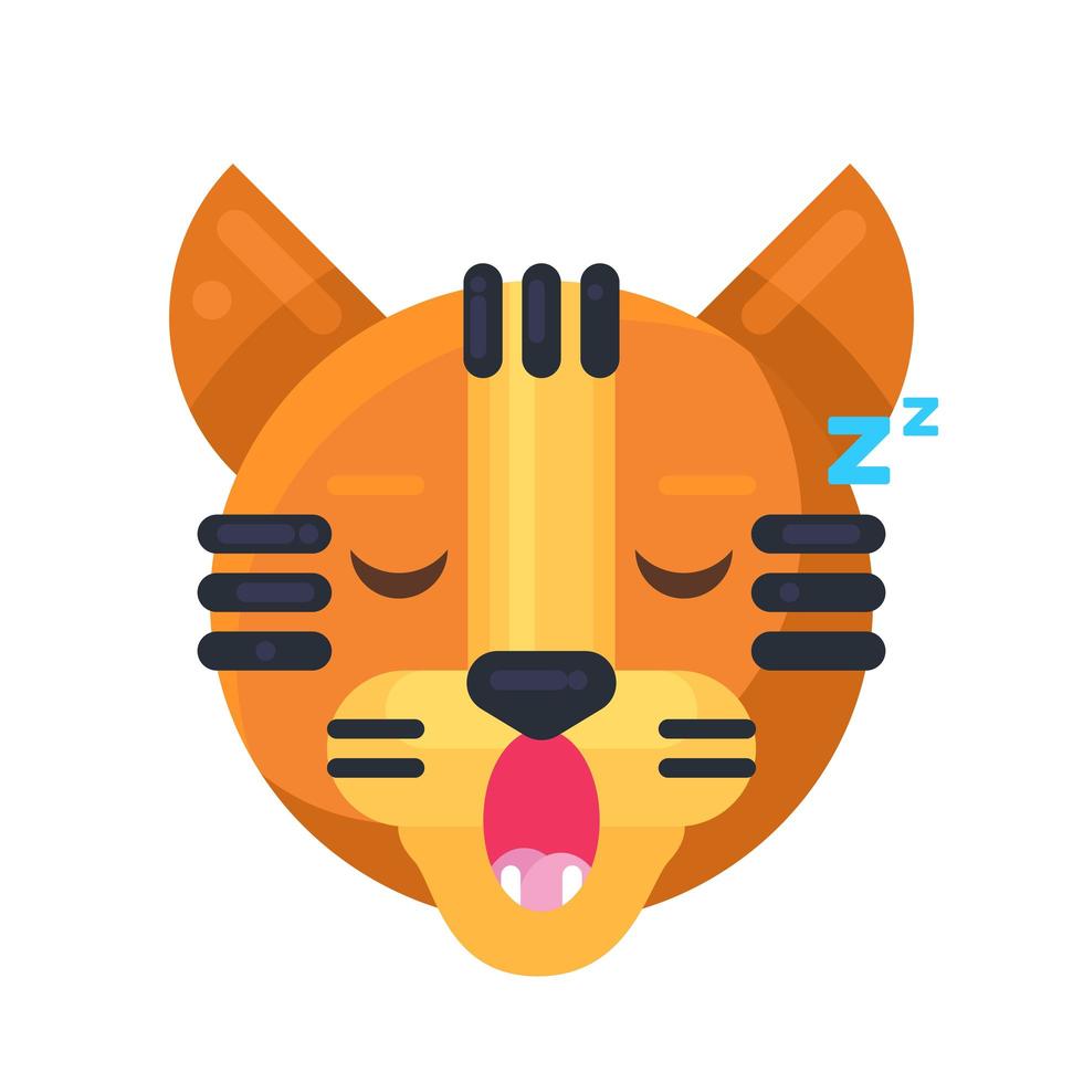 tijger slapende uitdrukking schattig grappige emoji vector