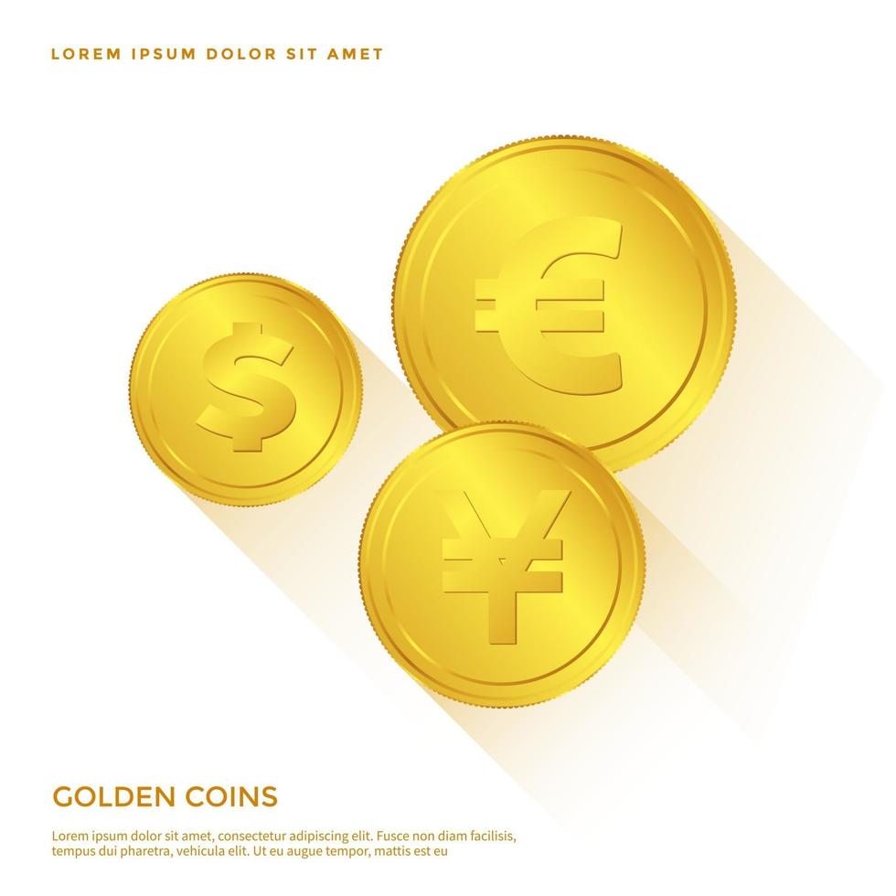 gouden muntobject, geld achtergrondontwerp vector