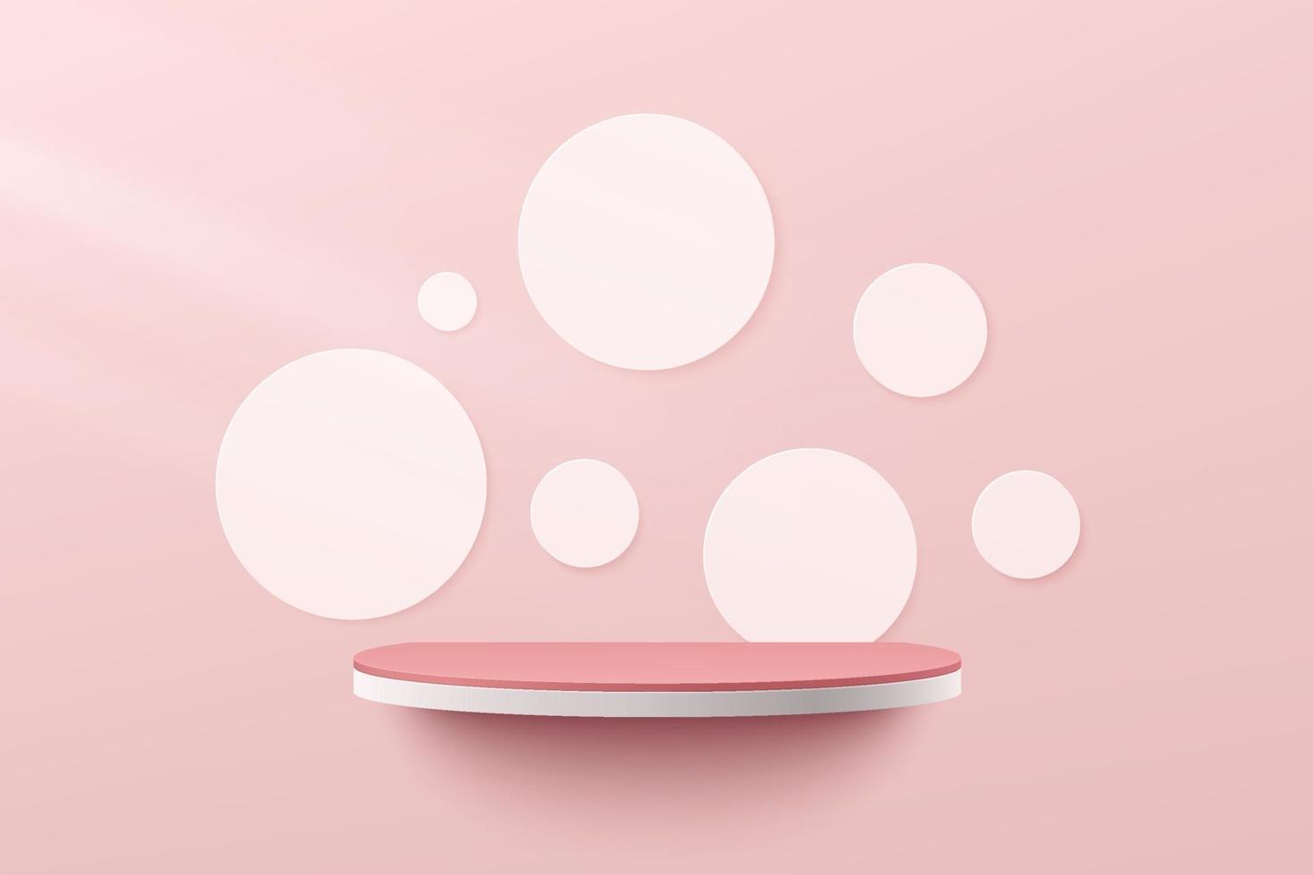 abstracte 3d witte en roze plank of podium met witte polka dot. vector