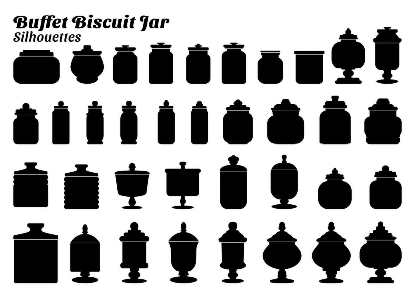 verzameling van silhouet vector illustraties van buffet biscuit pot