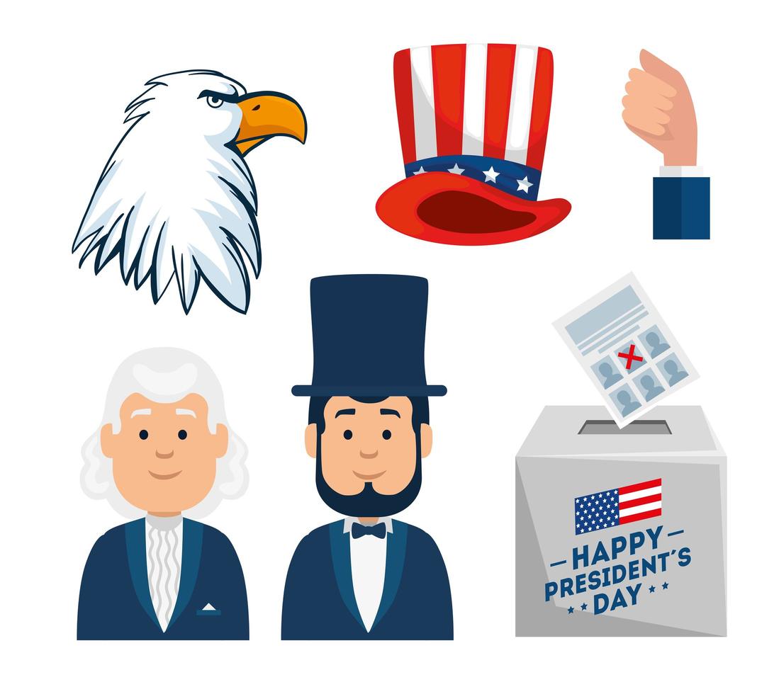 set van happy presidents day iconen vector