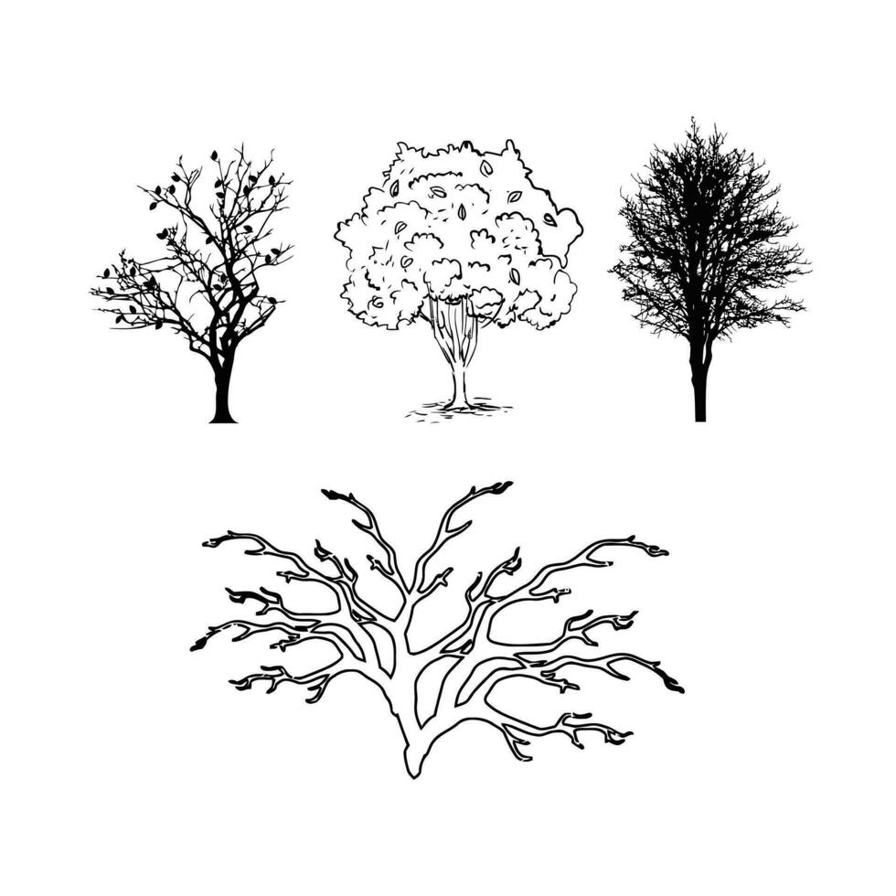boom silhouetten Aan een wit achtergrond vector