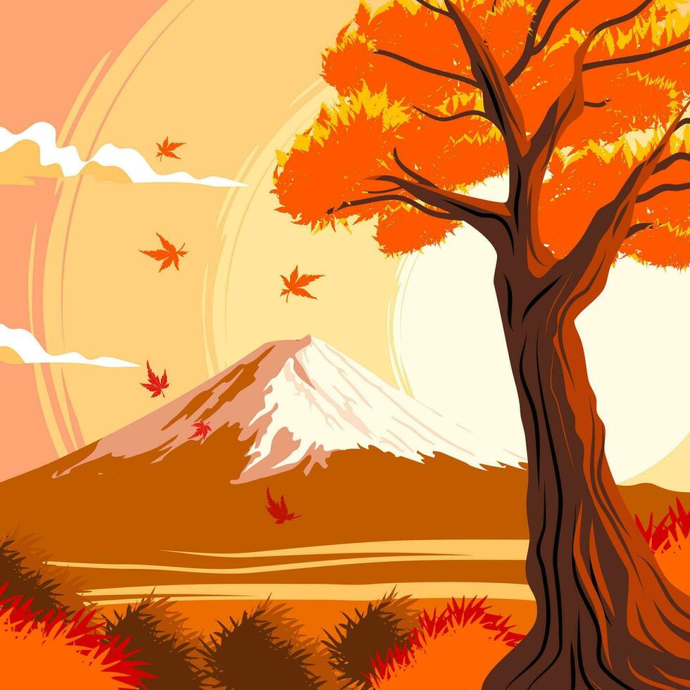 monteren fuji in herfst is een adembenemend natuurlijk zich afvragen vector