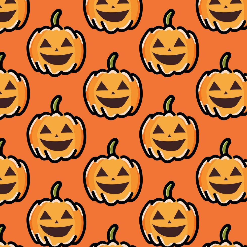 halloween pompoen patroon. veelkleurig herfst oogst in geel en oranje kleuren. rijp sappig pompoenen en vallend bladeren. herfst achtergrond. vector illustratie.