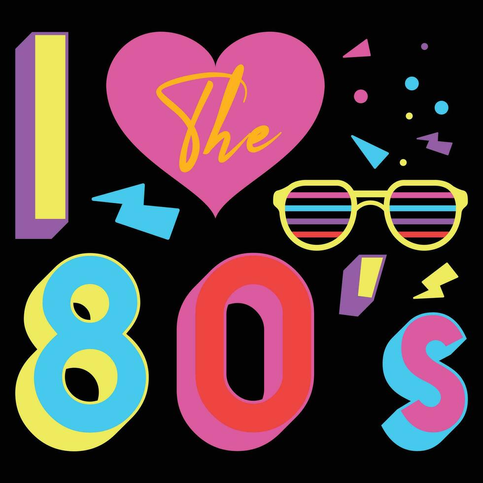ik liefde de 80's overhemd 80's 90's kostuum partij geschenk t overhemd vector
