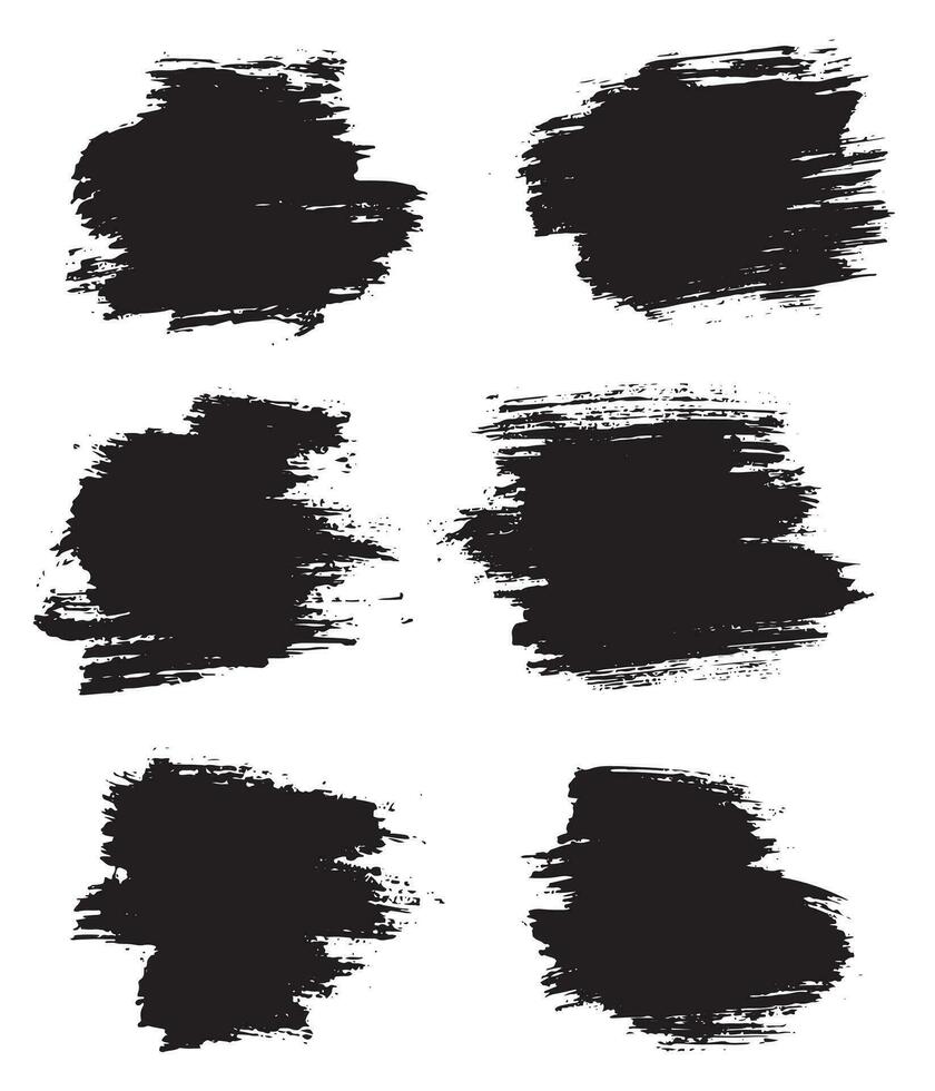 reeks van grunge zwart borstel beroerte geschilderd tekst doos vector