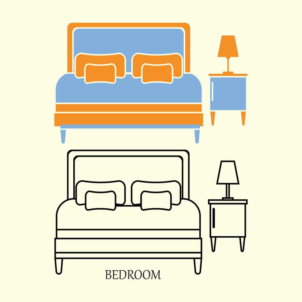 tweepersoonsbed vector icon