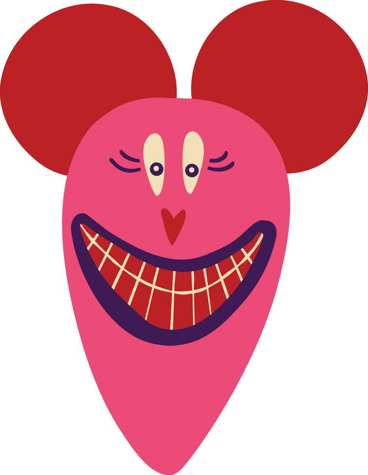 schattig grappig karakter monster muis met grappig glimlach gezicht. illustratie in een modern kinderachtig hand getekend stijl vector